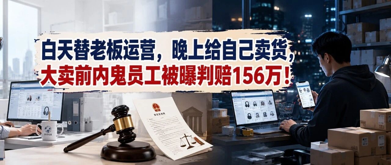 白天替老板运营，晚上给自己卖货，大卖前内鬼员工被曝判赔156万！